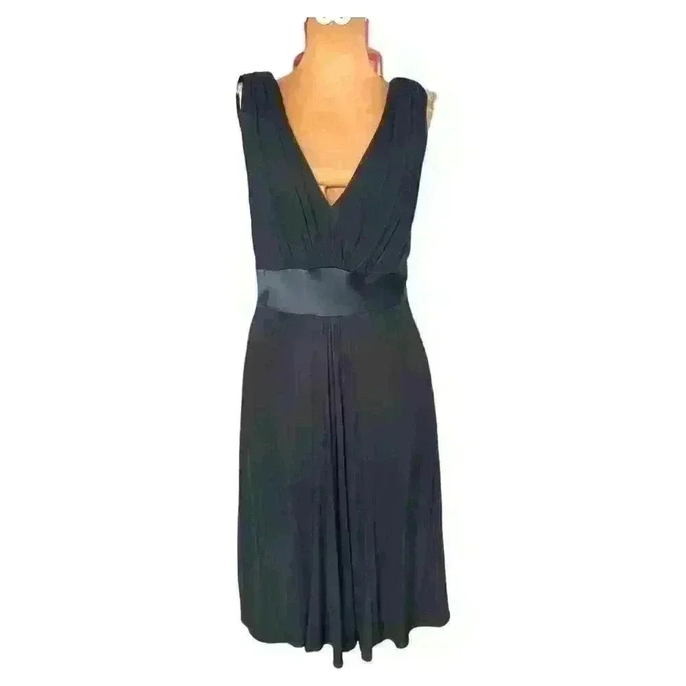 Kay Unger Sz 8 Fit & Flare Dress Black Sleeveless A-Line Cocktail Formal Stretch